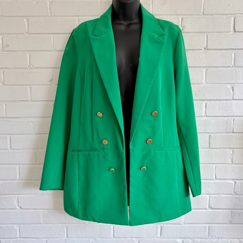 MARC NEW YORK Open Front Green Women's Blazer,‎ SZ L LIKE NEW!